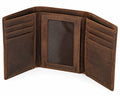 Portefeuille pliant 11 x 9 x 2 cm en cuir marron - rangement cartes
