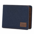 Portefeuille pliant 12 x 9 x 2 cm en textile bleu marine et marron pour cartes et billets