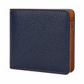 Portefeuille homme 11.5 x 9.5 cm en similicuir bleu marine pliant