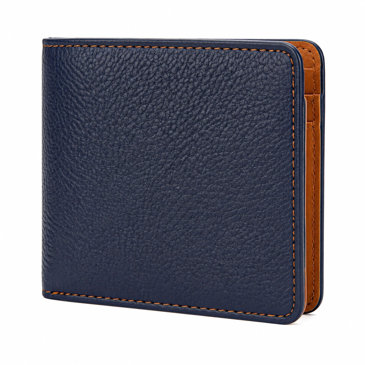 Portefeuille homme 11.5 x 9.5 cm en similicuir bleu marine pliant