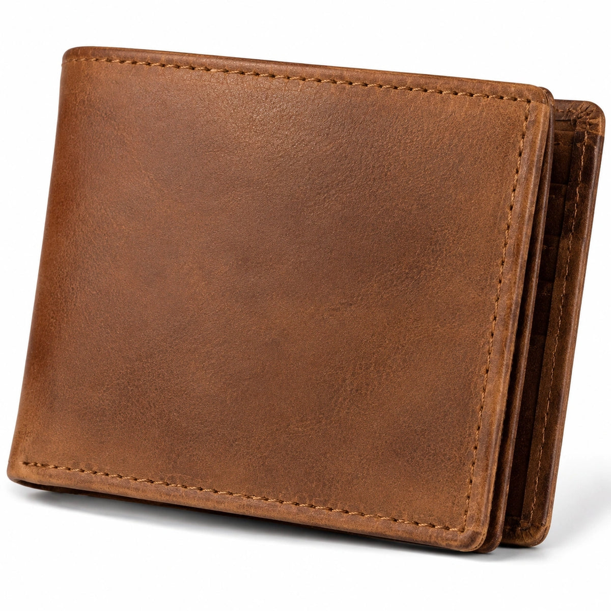 Portefeuille 12 x 9 x 2 cm en cuir marron pliable
