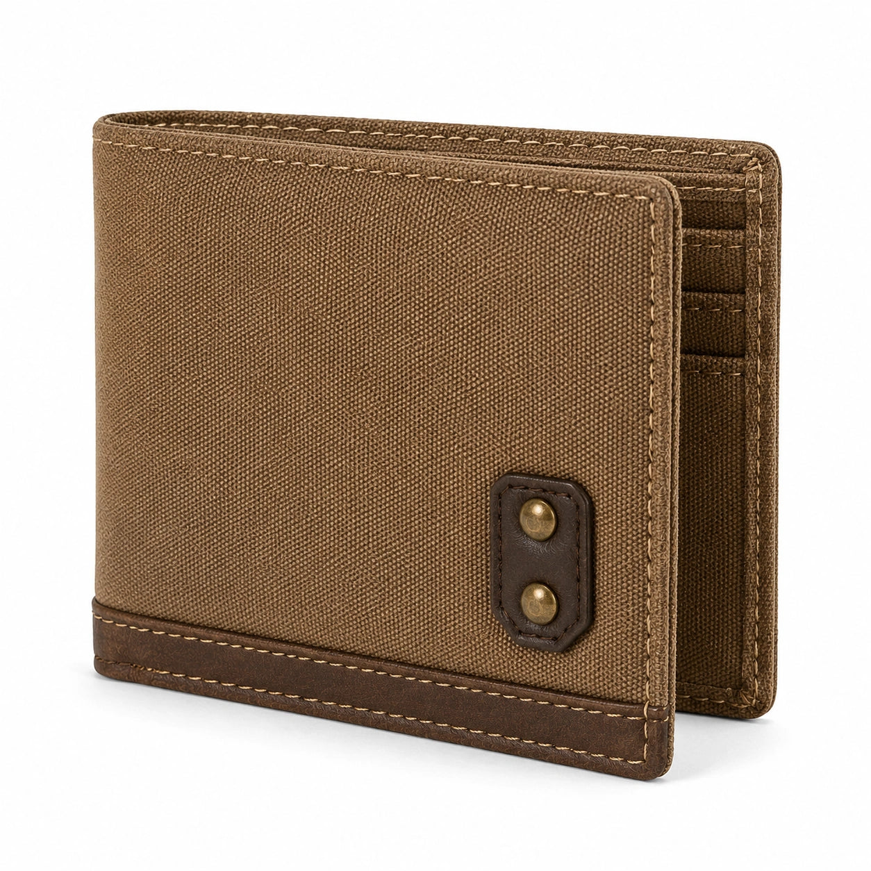 Portefeuille pliant 12 x 9 x 2 cm en toile marron style vintage à cartes
