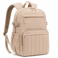 Sac à dos 30 x 18 x 42 cm beige en textile synthétique à compartiments zippés