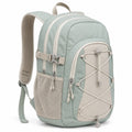 Sac à dos 30 x 18 x 45 cm en tissu synthétique vert d'eau et beige avec rangements zippés