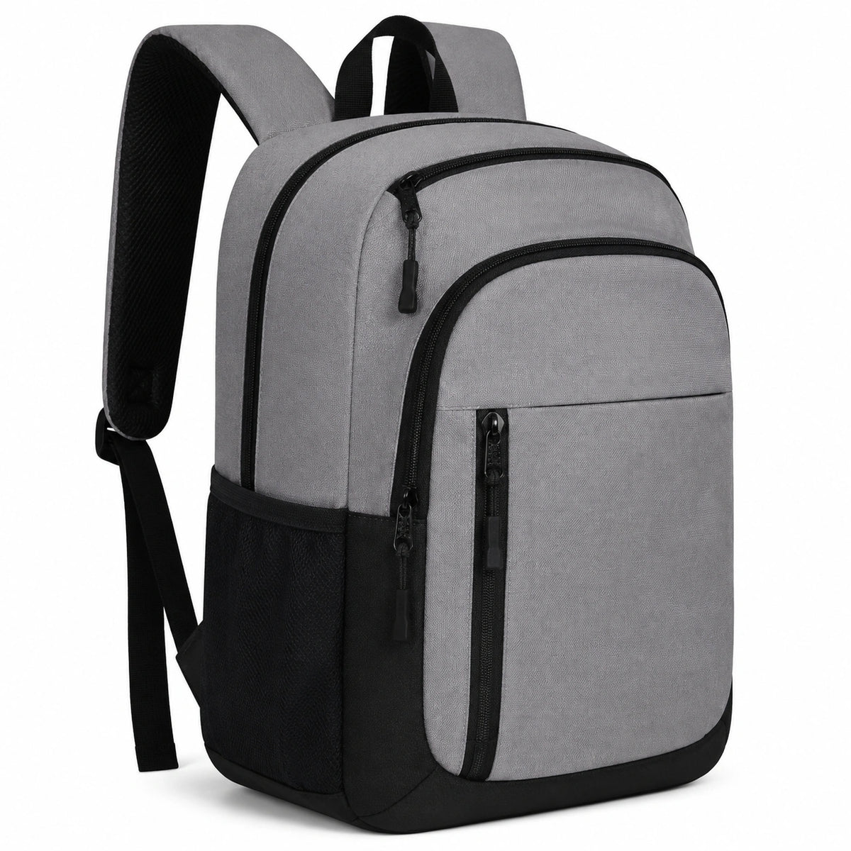 Sac à dos 45 x 30 x 15 cm en textile gris noir à compartiments style urbain