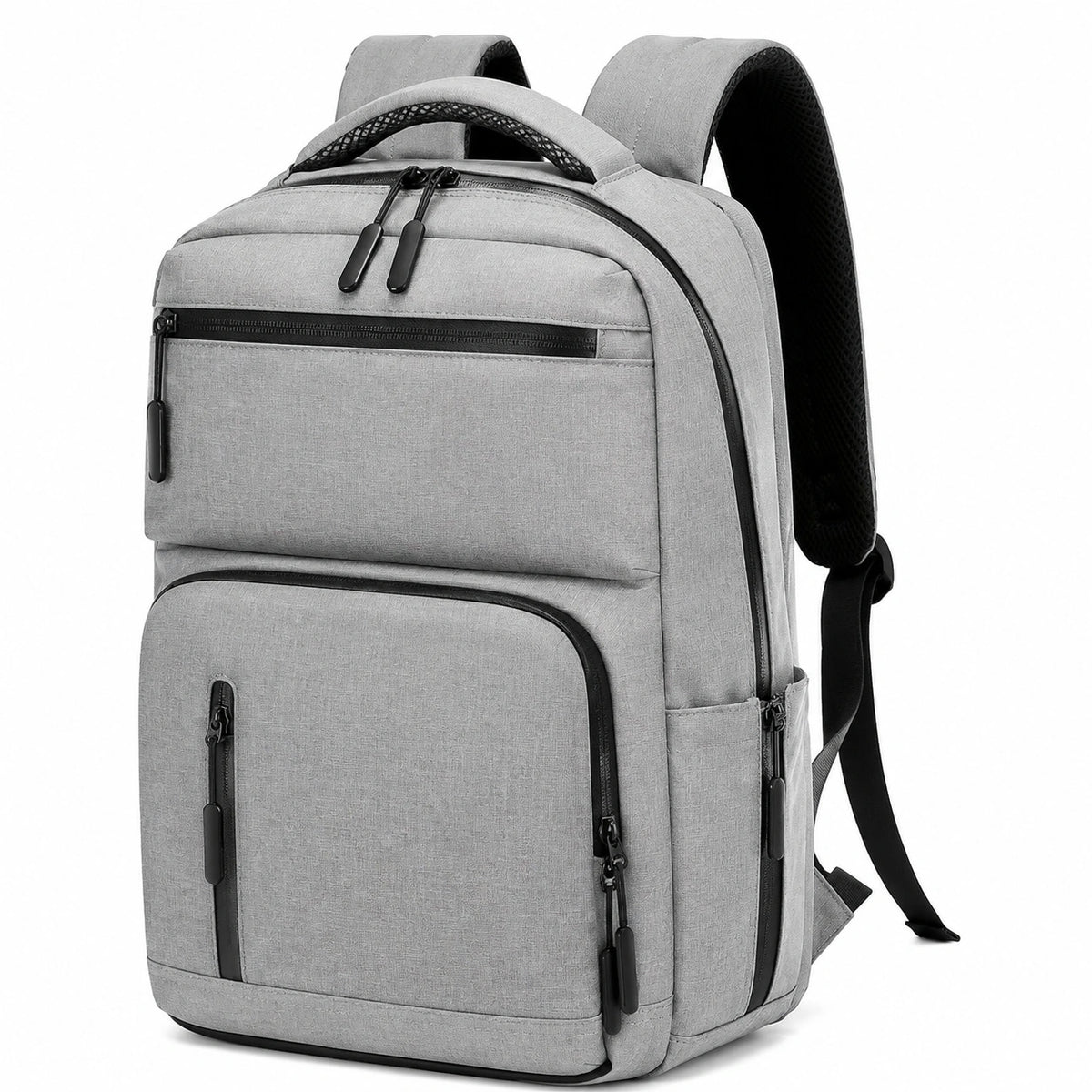 Sac à dos 30 x 18 x 45 cm en polyester gris à compartiments pour usage quotidien