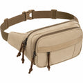 Sac banane 32 cm en textile beige à multiples compartiments style utilitaire