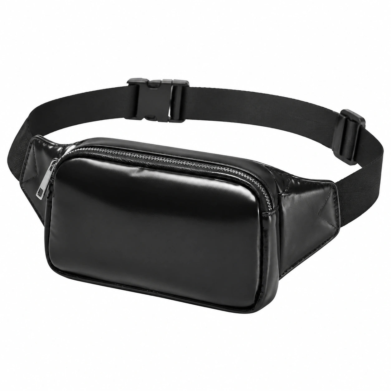 Sac banane 22 x 14 x 6 cm noir en matière synthétique à fermeture zippée réglable