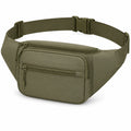 Sac banane 30 x 7 x 15 cm en polyester vert kaki à compartiments zippés réglable