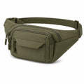 Sac banane 33 x 15 x 18 cm en polyester vert kaki à compartiments zippés