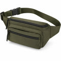 Sac banane 30 x 15 x 12 cm en tissu vert kaki à poches zippées pour usage quotidien