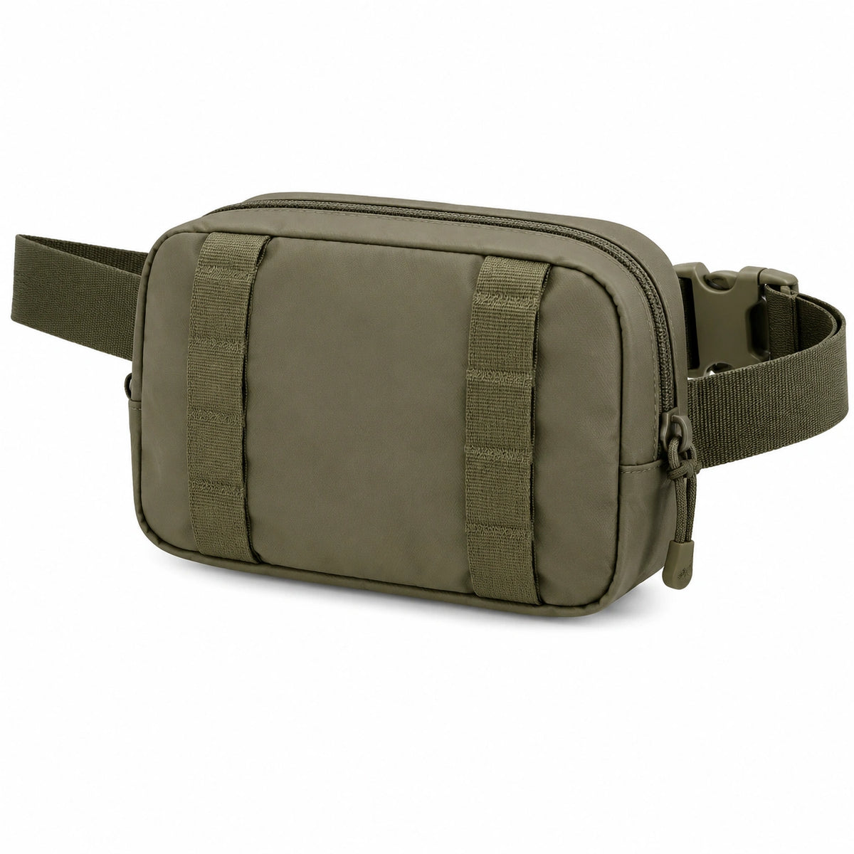 Sac banane 22 x 6 x 14 cm en polyester vert kaki à ceinture réglable