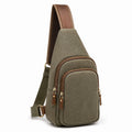 Sac bandoulière 17 x 8 x 32 cm en toile vert kaki style urbain