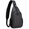 Sac bandoulière 18 x 10 x 32 cm en similicuir noir avec poches zippées