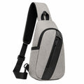 Sac à dos bandoulière 18 x 8 x 33 cm en tissu gris noir avec poches zippées