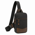 Sac bandoulière 18 x 8 x 31 cm en textile noir et marron avec poches zippées pour usage quotidien