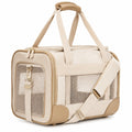 Sac de transport pour animaux 45 x 28 x 30 cm beige en textile avec maille aérée à bandoulière