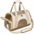 Sac de transport pour animaux 45 x 25 x 30 cm beige en textile avec panneaux en maille respirante