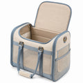 Sac de transport pour animal 45 x 28 x 32 cm en tissu beige bleu gris ventilé