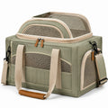 Sac de transport pour animaux 45 x 28 x 30 cm en textile vert kaki et maille respirante avec bandoulière