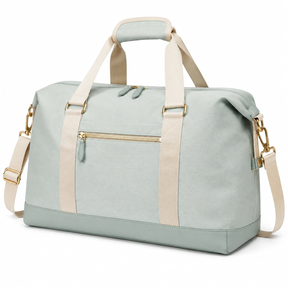 Sac de voyage 48 x 23 x 30 cm en polyester vert sauge avec bandoulière réglable
