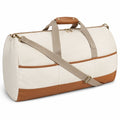 Sac de voyage 50 x 25 x 28 cm en toile beige et similicuir marron avec bandoulière réglable